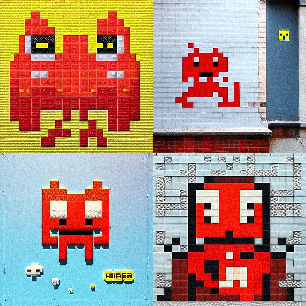 Invader style, Midjourney V4, render 1 of 4