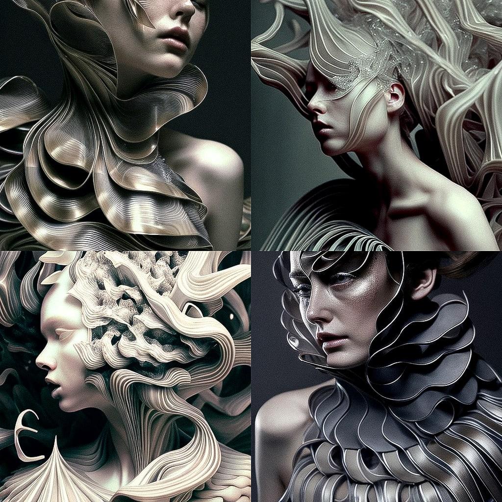 Iris van Herpen style, Midjourney V4, render 1 of 4