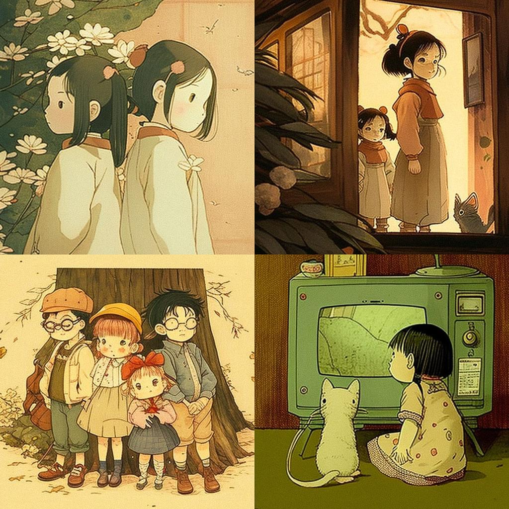 Isao Takahata style, Midjourney V4, render 1 of 4