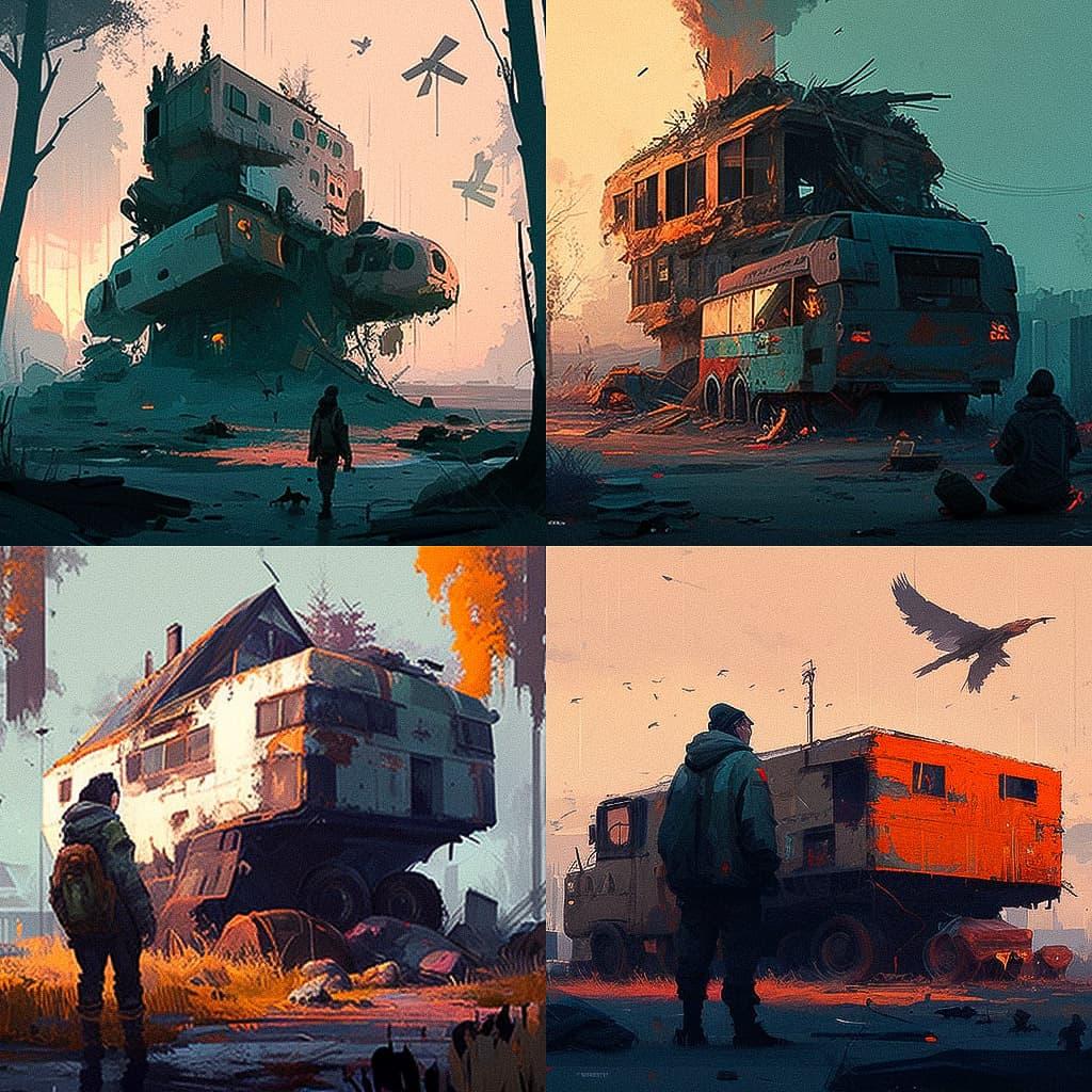 Ismail Inceoglu style, Midjourney V4, render 1 of 4