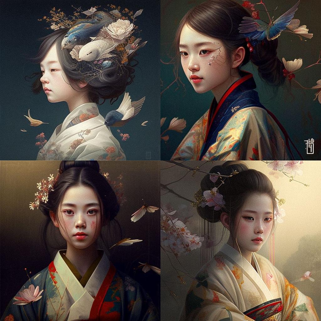 Ito Jakuchu style, Midjourney V4, render 1 of 4