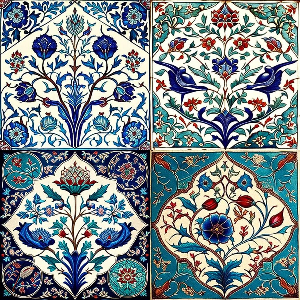 Iznik tiles style, Midjourney V4, render 1 of 4