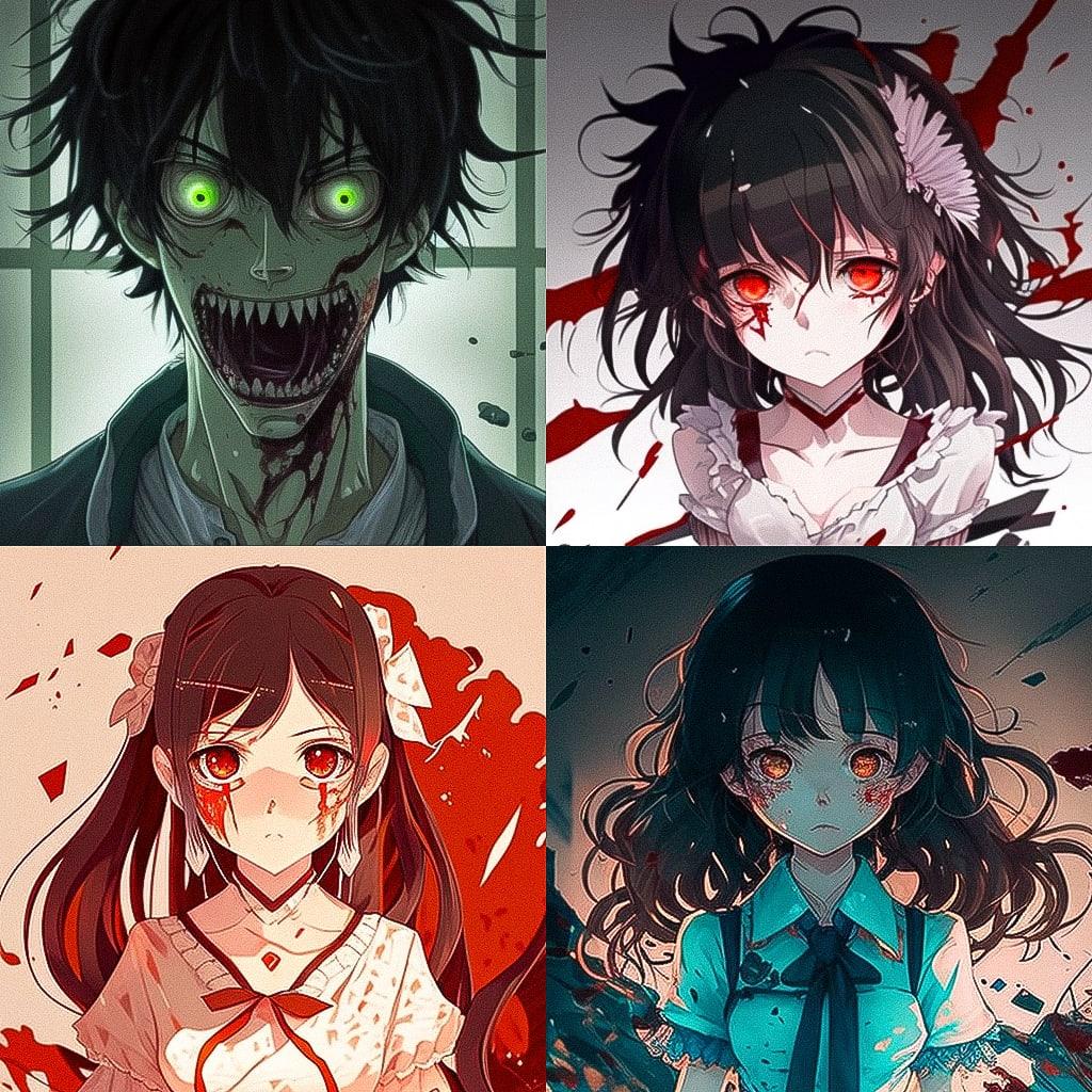J Horror anime style style, Midjourney V4, render 1 of 4