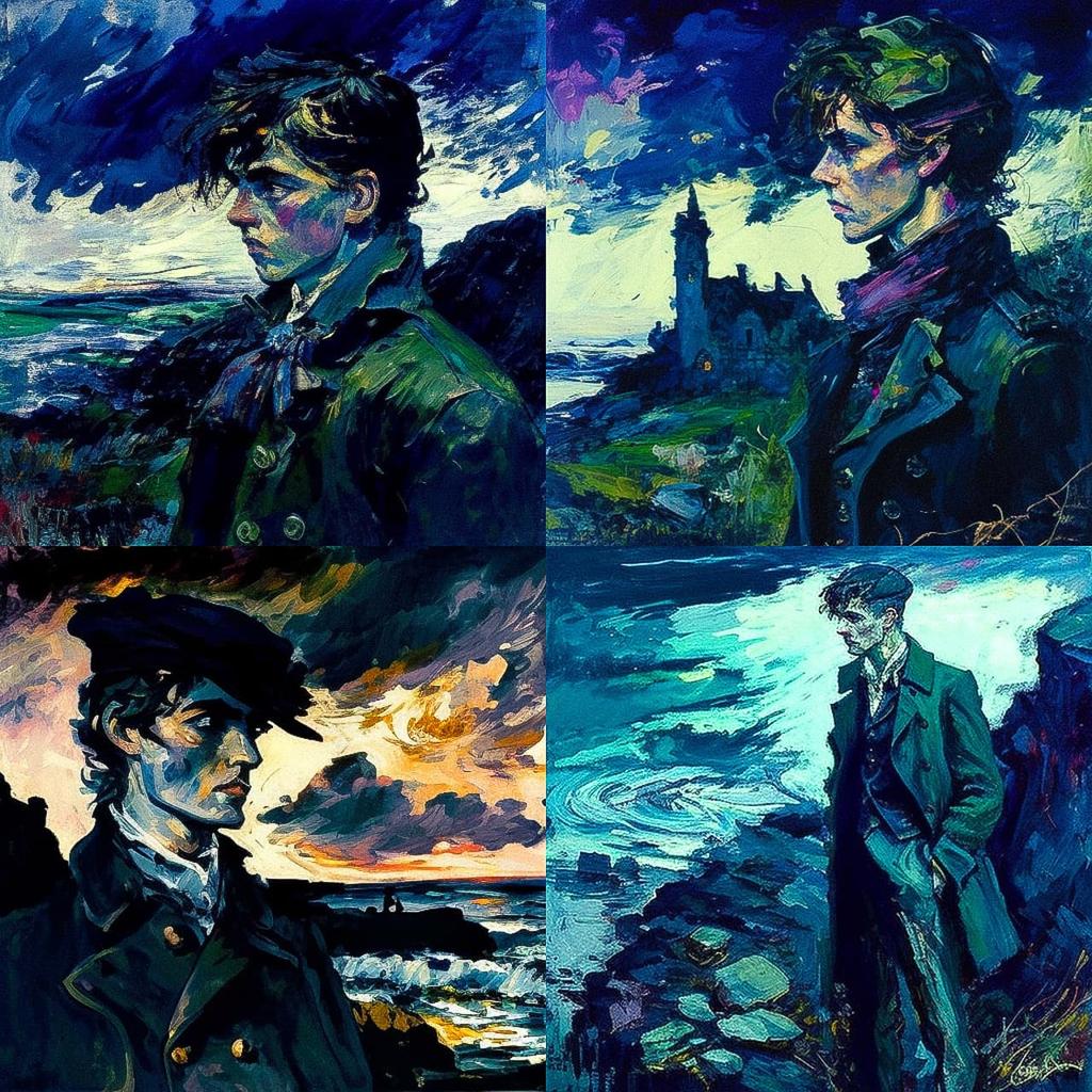 Jack Butler Yeats style, Midjourney V4, render 1 of 4