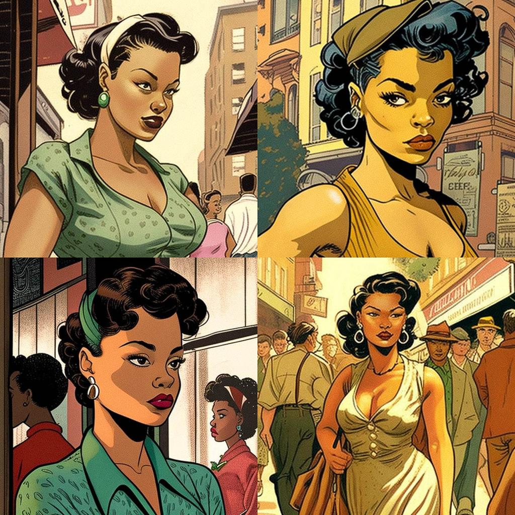 Jackie Ormes style, Midjourney V4, render 1 of 4