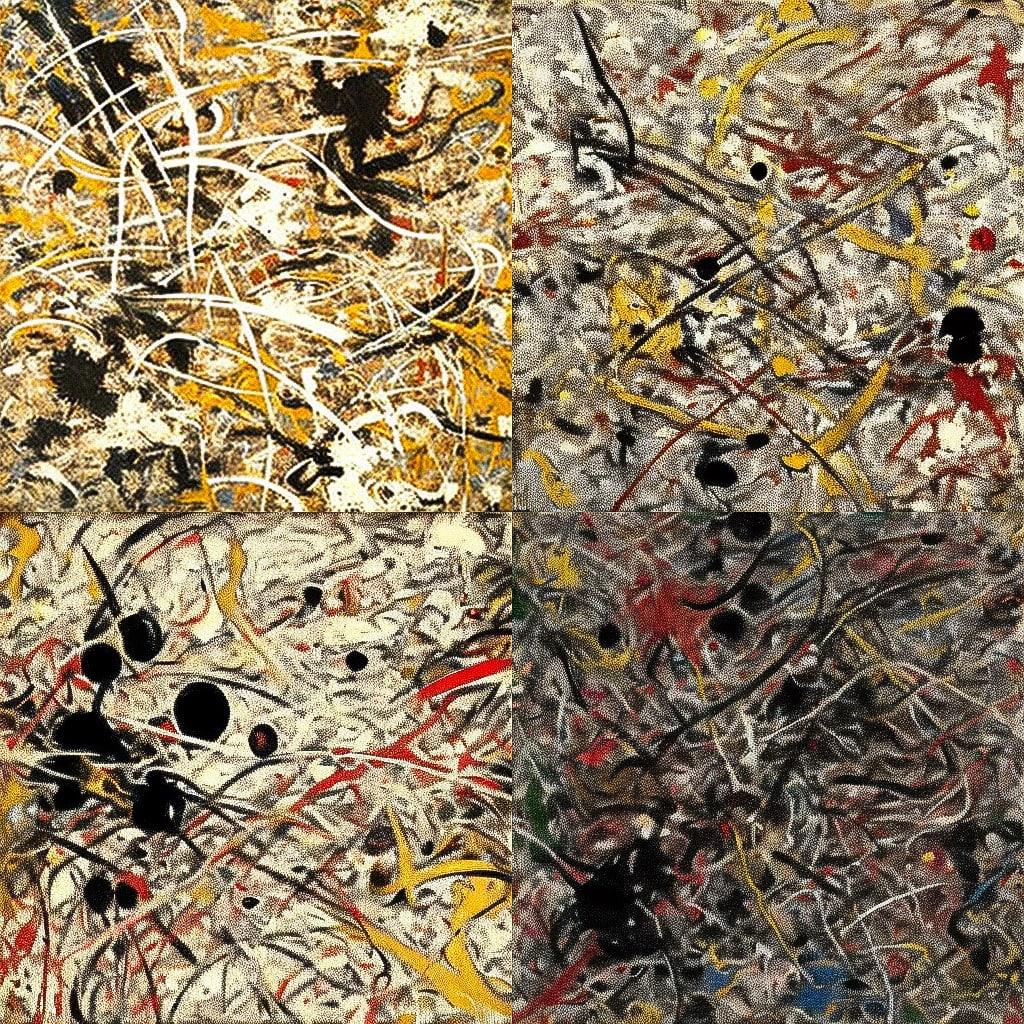 Jackson Pollock style, Midjourney V4, render 1 of 4
