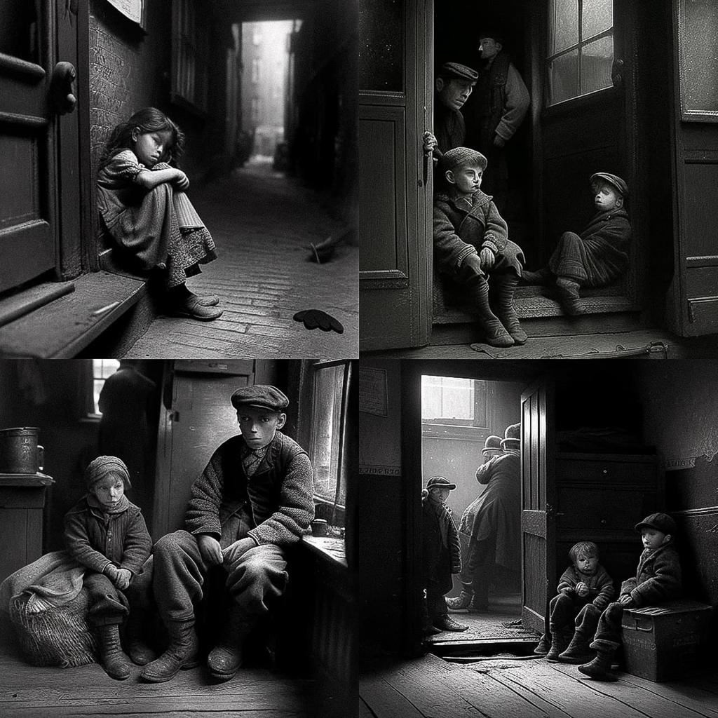 Jacob Riis style, Midjourney V4, render 1 of 4