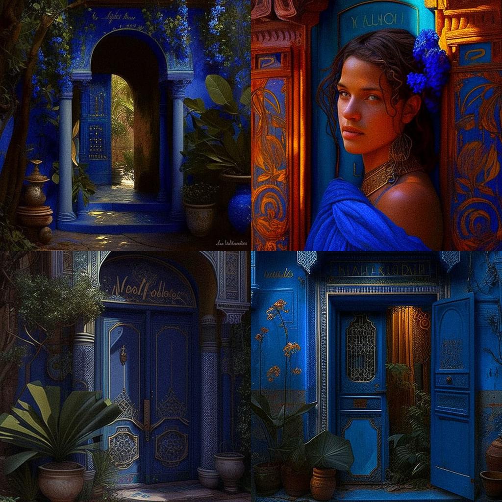 Jacques Majorelle style, Midjourney V4, render 1 of 4