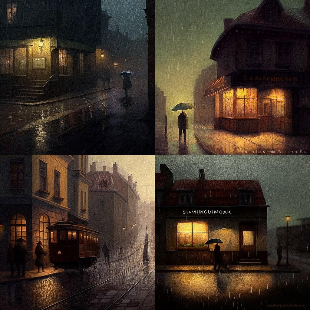 Jakub Schikaneder style, Midjourney V4, render 1 of 4