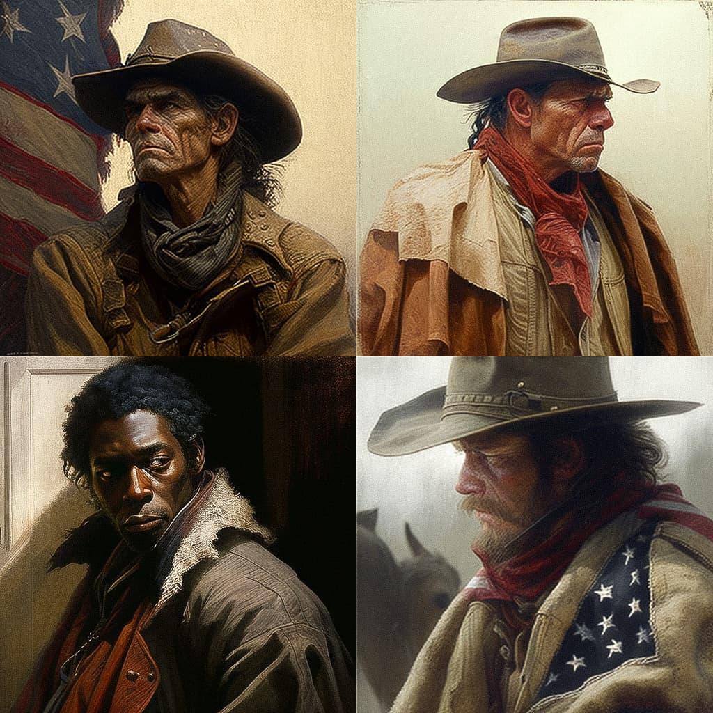 James Bama style, Midjourney V4, render 1 of 4