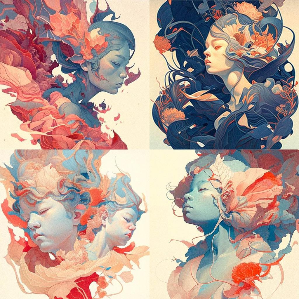 James Jean style, Midjourney V4, render 1 of 4