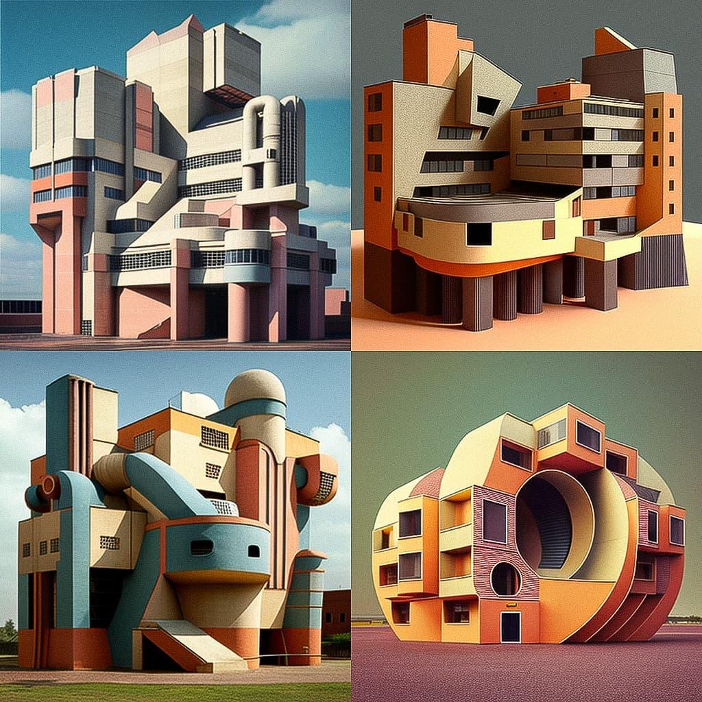 James Stirling style, Midjourney V4, render 1 of 4