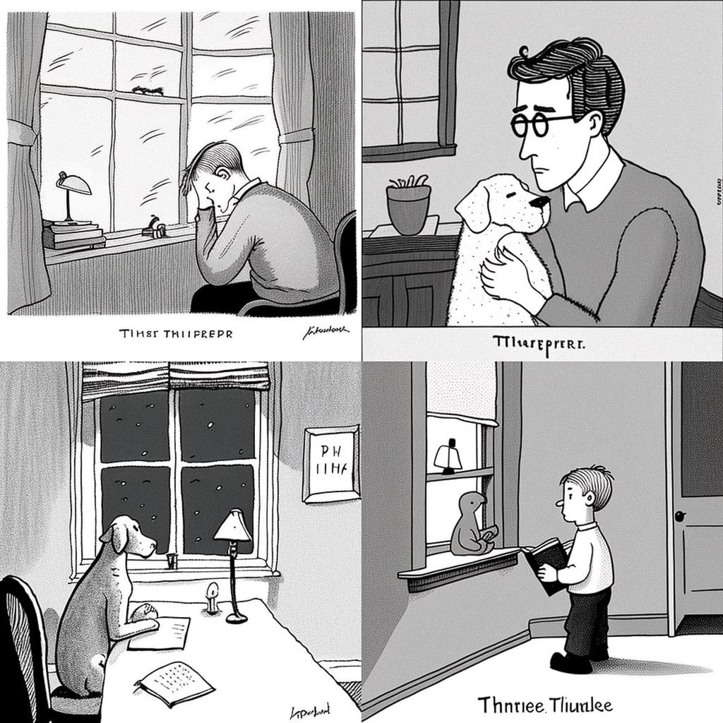 James Thurber style, Midjourney V4, render 1 of 4