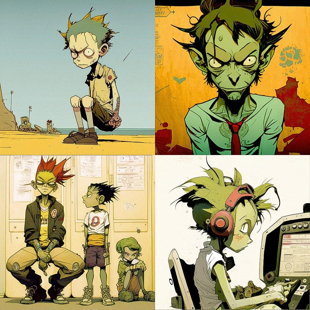 Jamie Hewlett style, Midjourney V4, render 1 of 4