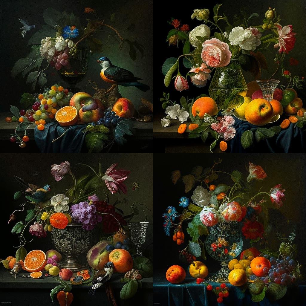 Jan Davidsz de Heem style, Midjourney V4, render 1 of 4