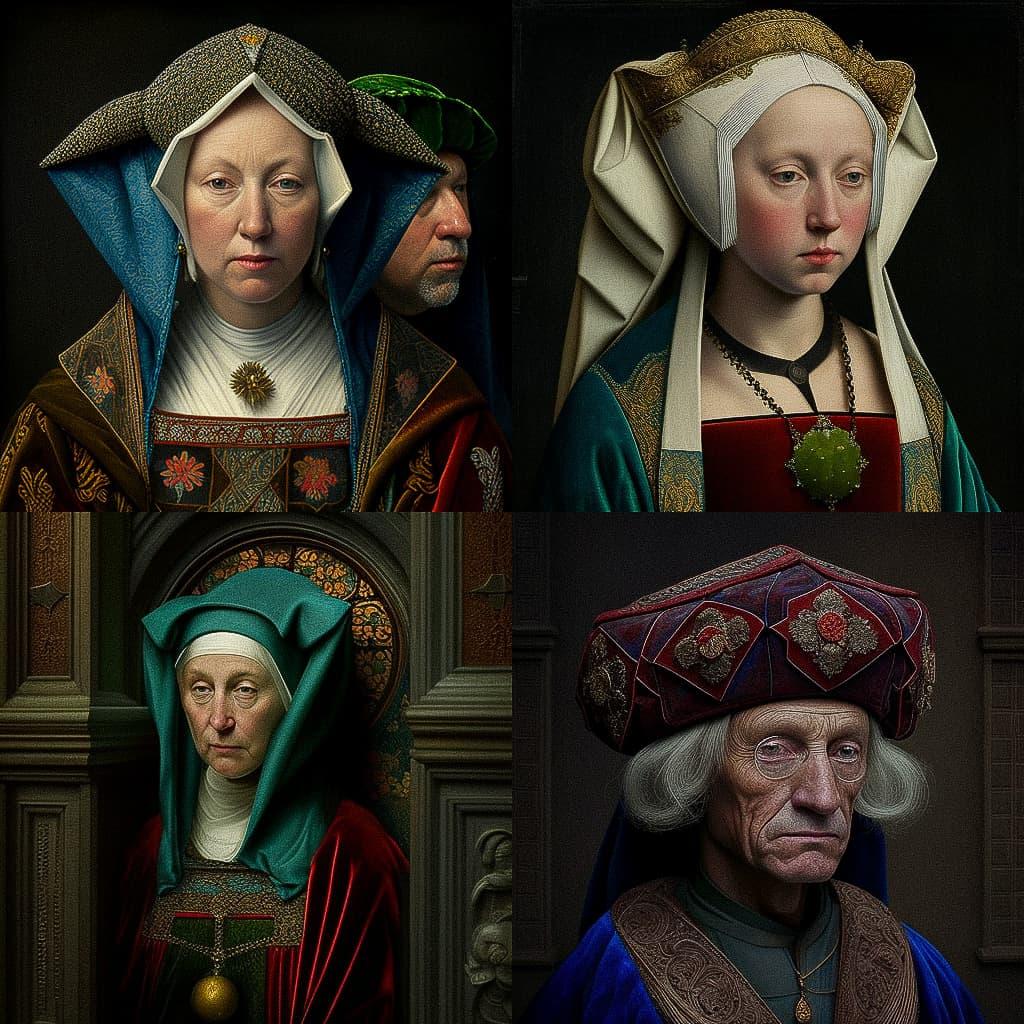 Jan Van Eyck style, Midjourney V4, render 1 of 4