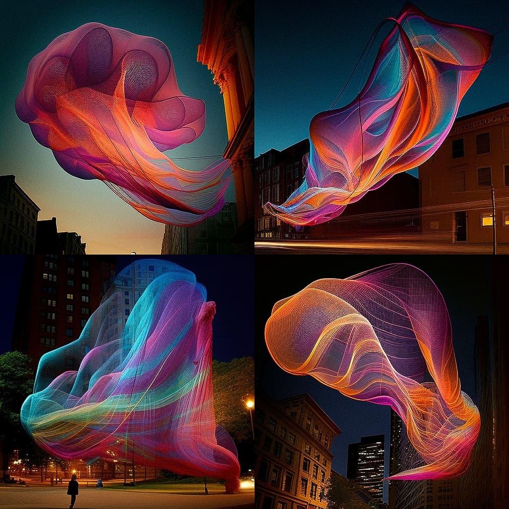 Janet Echelman style, Midjourney V4, render 1 of 4