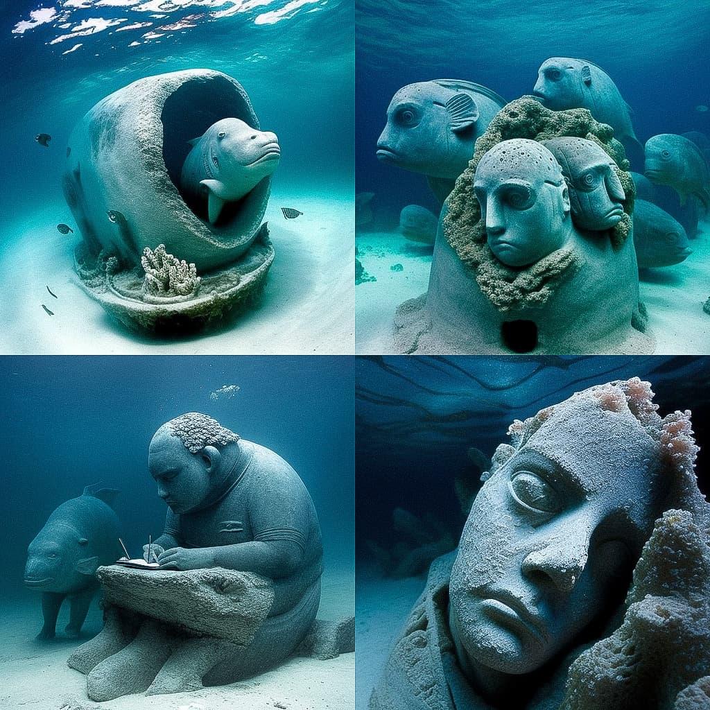 Jason deCaires Taylor style, Midjourney V4, render 1 of 4