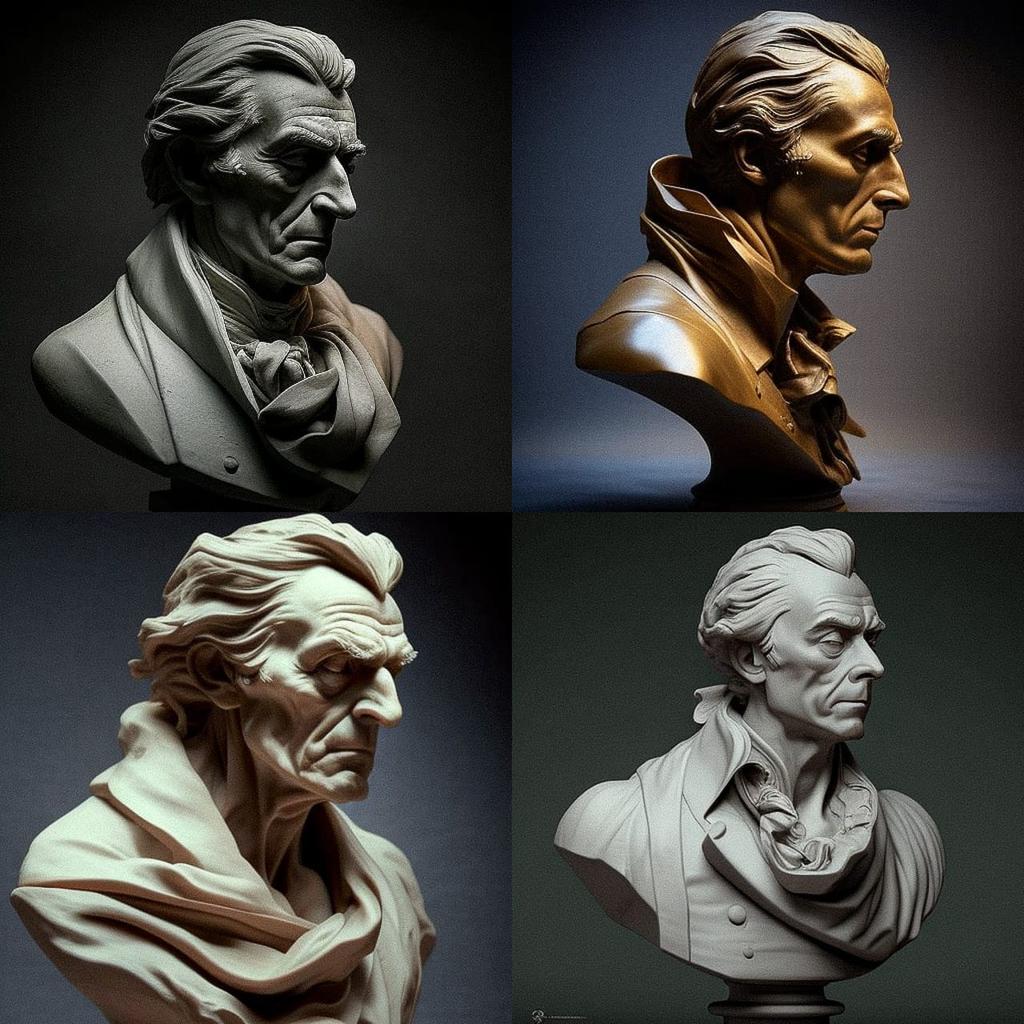 Jean-Antoine Houdon style, Midjourney V4, render 1 of 4