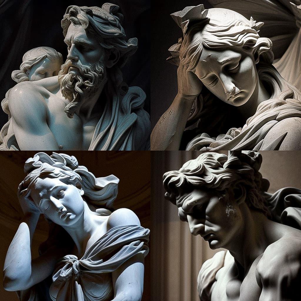 Jean-Baptiste Carpeaux style, Midjourney V4, render 1 of 4