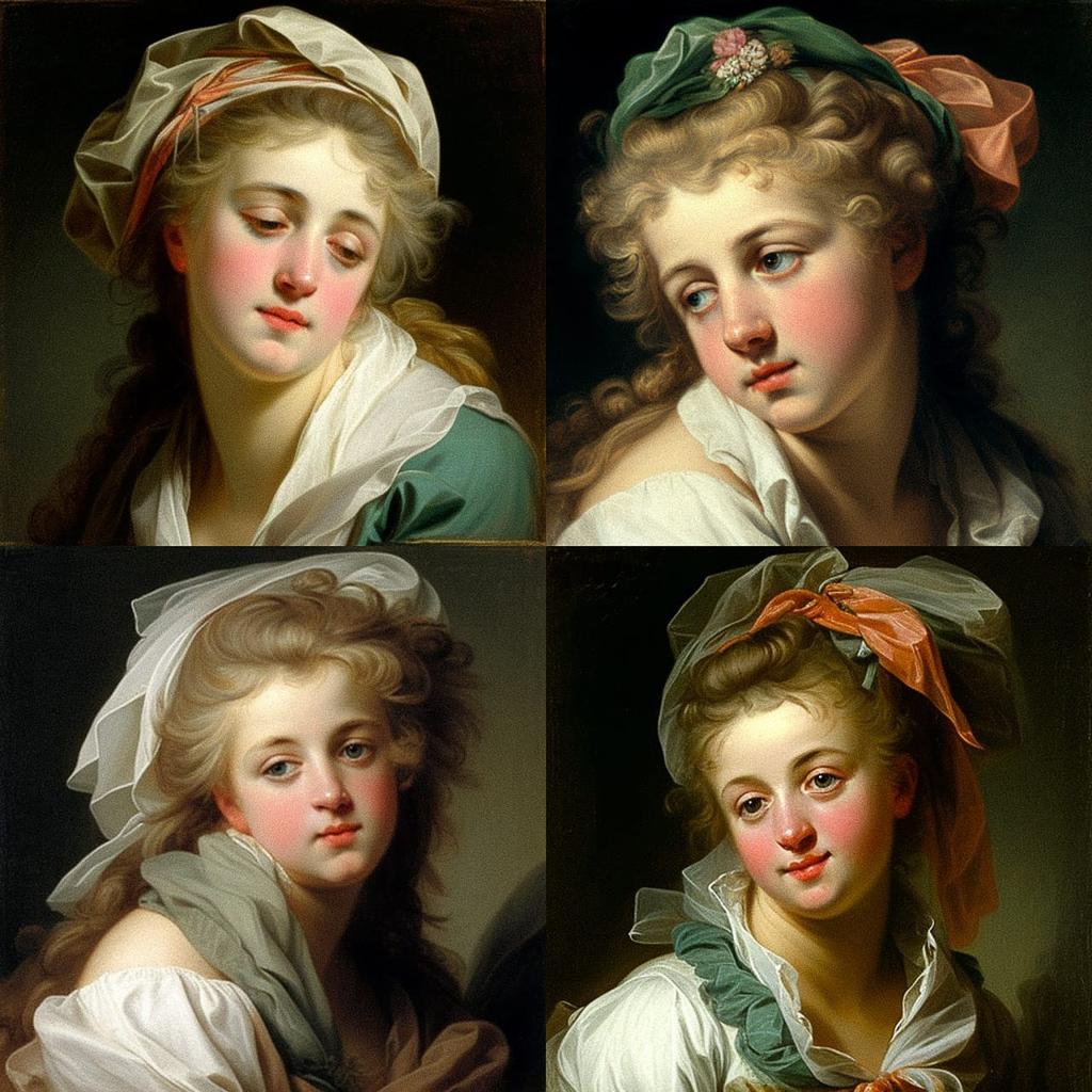 Jean-Baptiste Greuze style, Midjourney V4, render 1 of 4