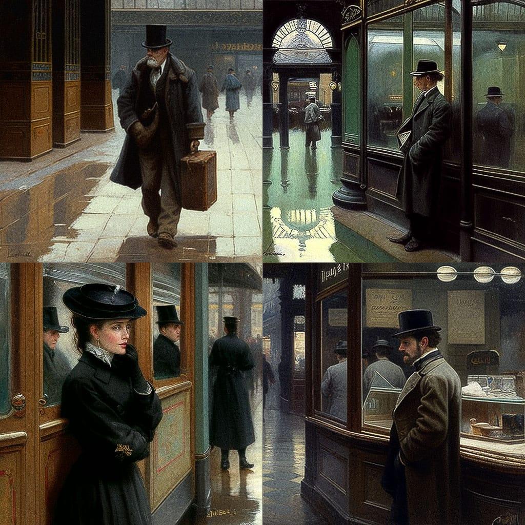 Jean Beraud style, Midjourney V4, render 1 of 4