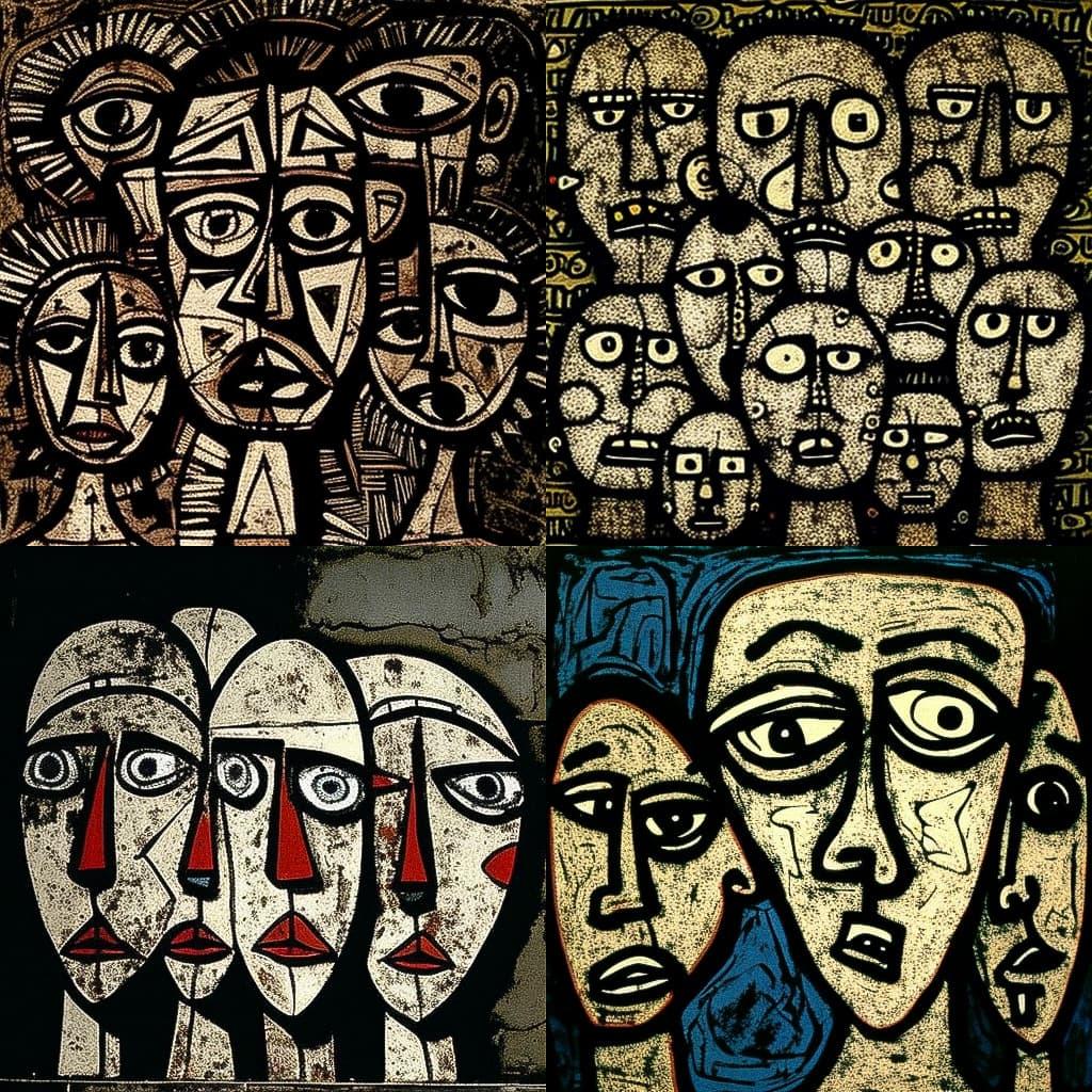 Jean Dubuffet style, Midjourney V4, render 1 of 4