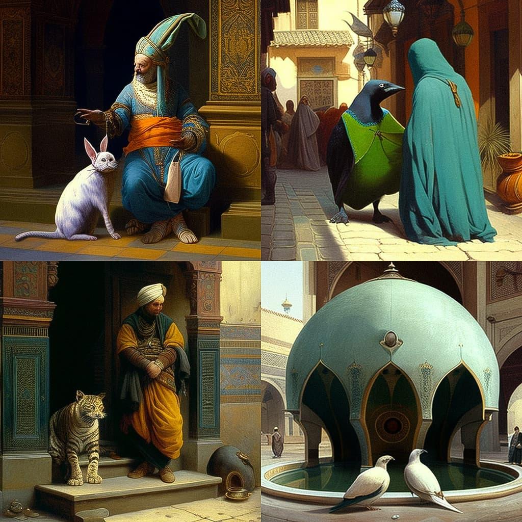 Jean-Leon Gerome style, Midjourney V4, render 1 of 4