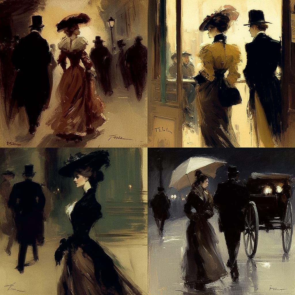 Jean-Louis Forain style, Midjourney V4, render 1 of 4