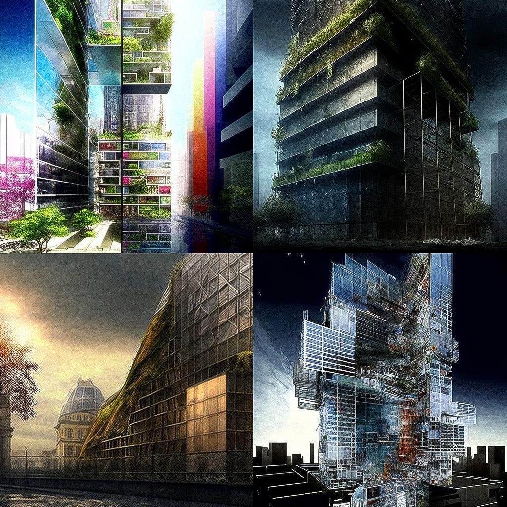 Jean Nouvel style, Midjourney V4, render 1 of 4