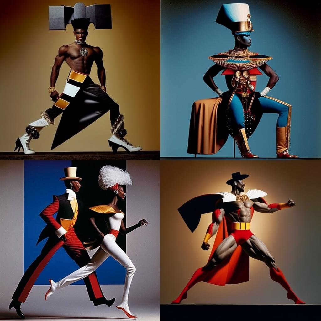 Jean-Paul Goude style, Midjourney V4, render 1 of 4