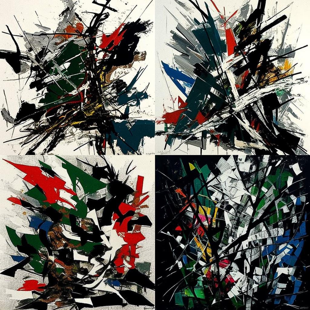Jean-Paul Riopelle style, Midjourney V4, render 1 of 4