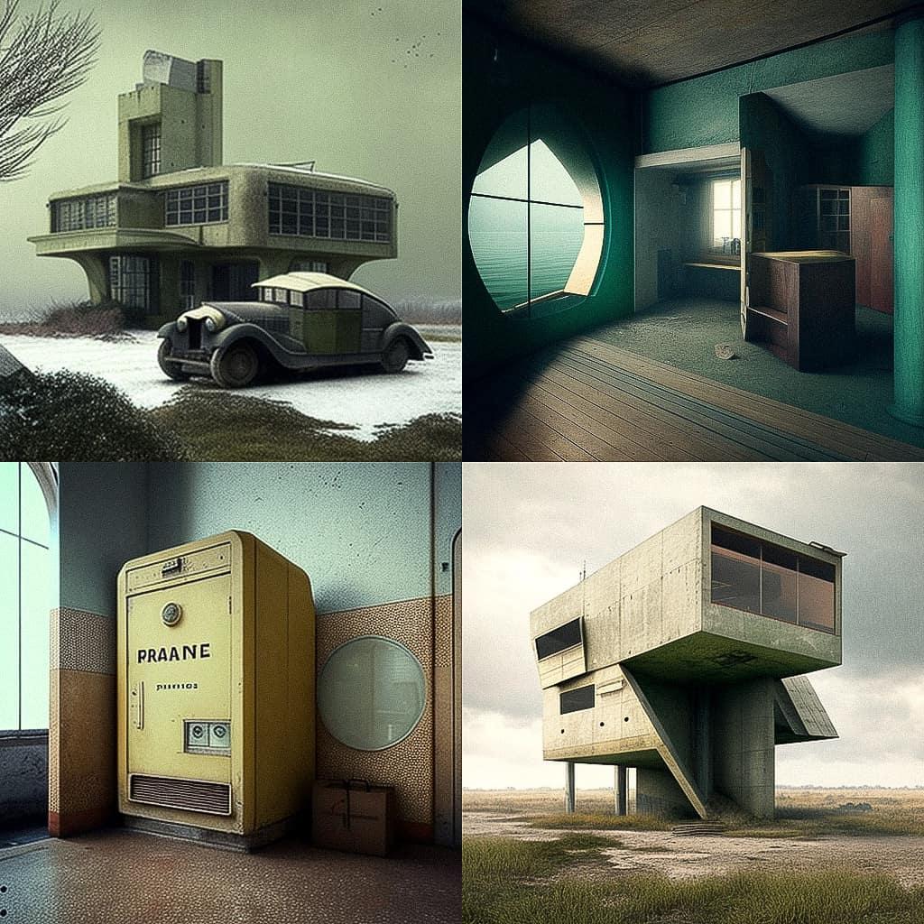 Jean Prouve style, Midjourney V4, render 1 of 4