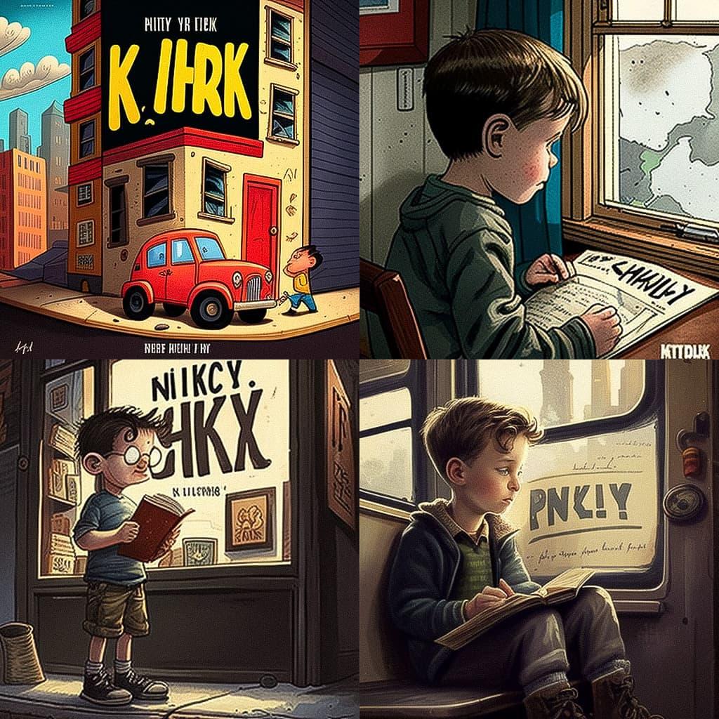 Jeff Kinney style, Midjourney V4, render 1 of 4