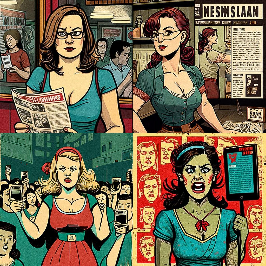 Jen Sorensen style, Midjourney V4, render 1 of 4
