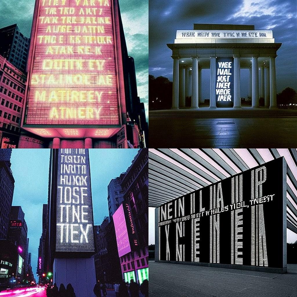 Jenny Holzer style, Midjourney V4, render 1 of 4