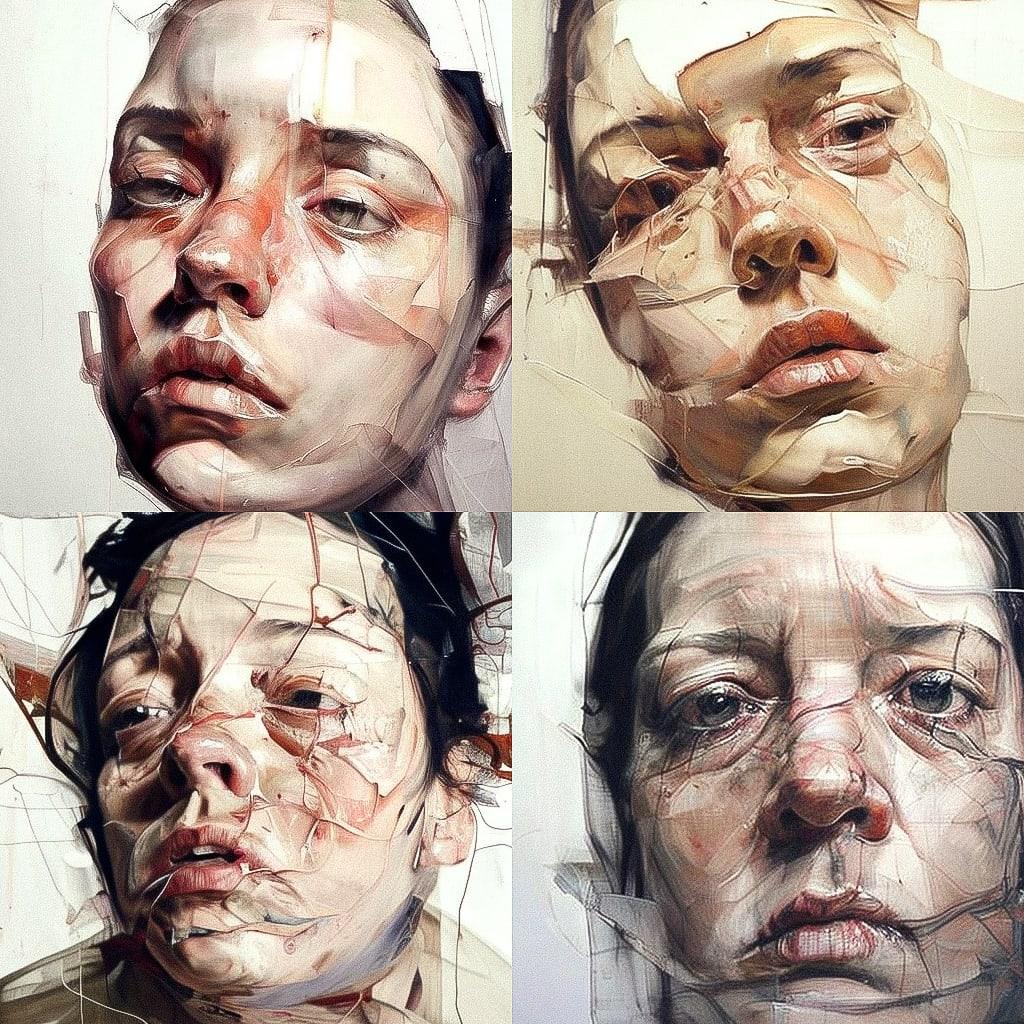 Jenny Saville style, Midjourney V4, render 1 of 4