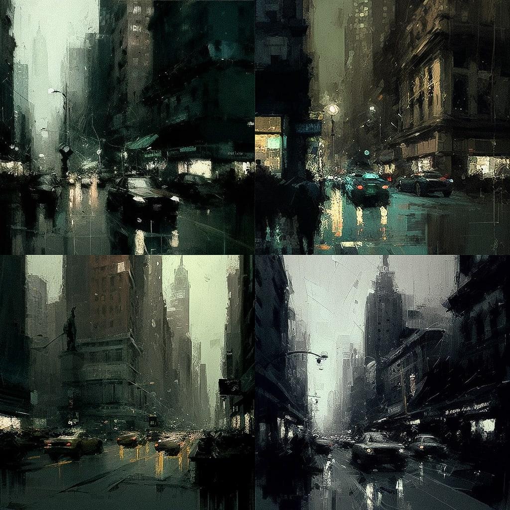 Jeremy Mann style, Midjourney V4, render 1 of 4
