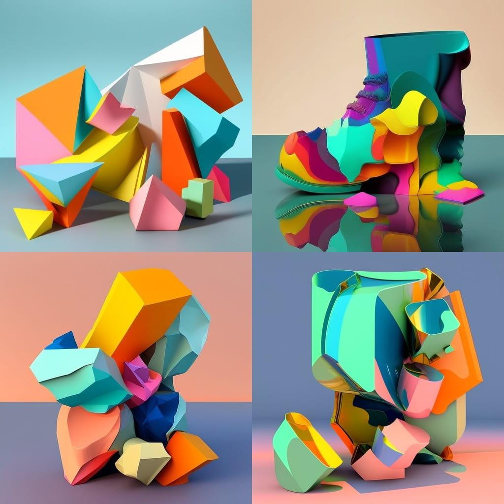 Jessica Stockholder style, Midjourney V4, render 1 of 4