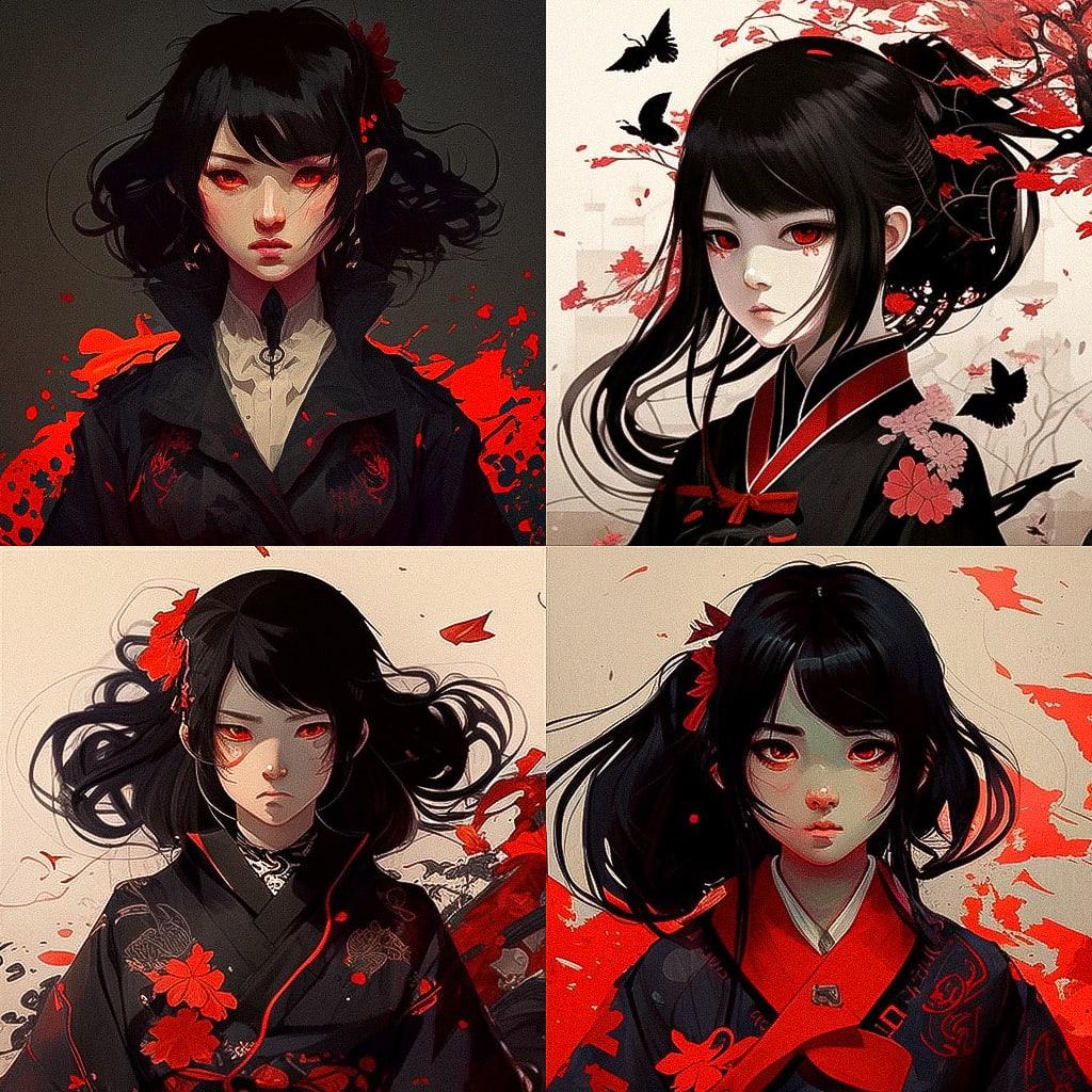 Jigoku Shoujo style, Midjourney V4, render 1 of 4