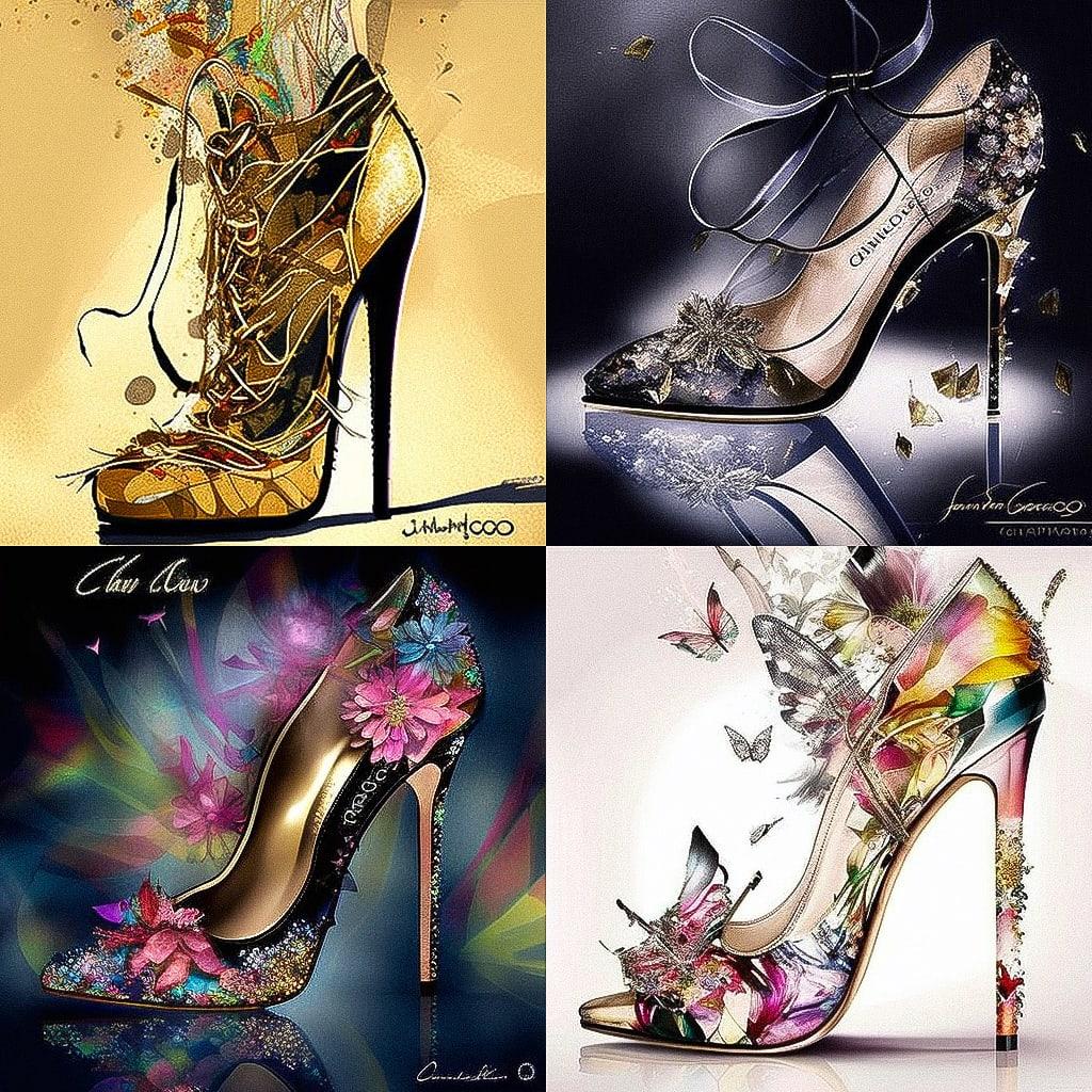 Jimmy Choo style, Midjourney V4, render 1 of 4