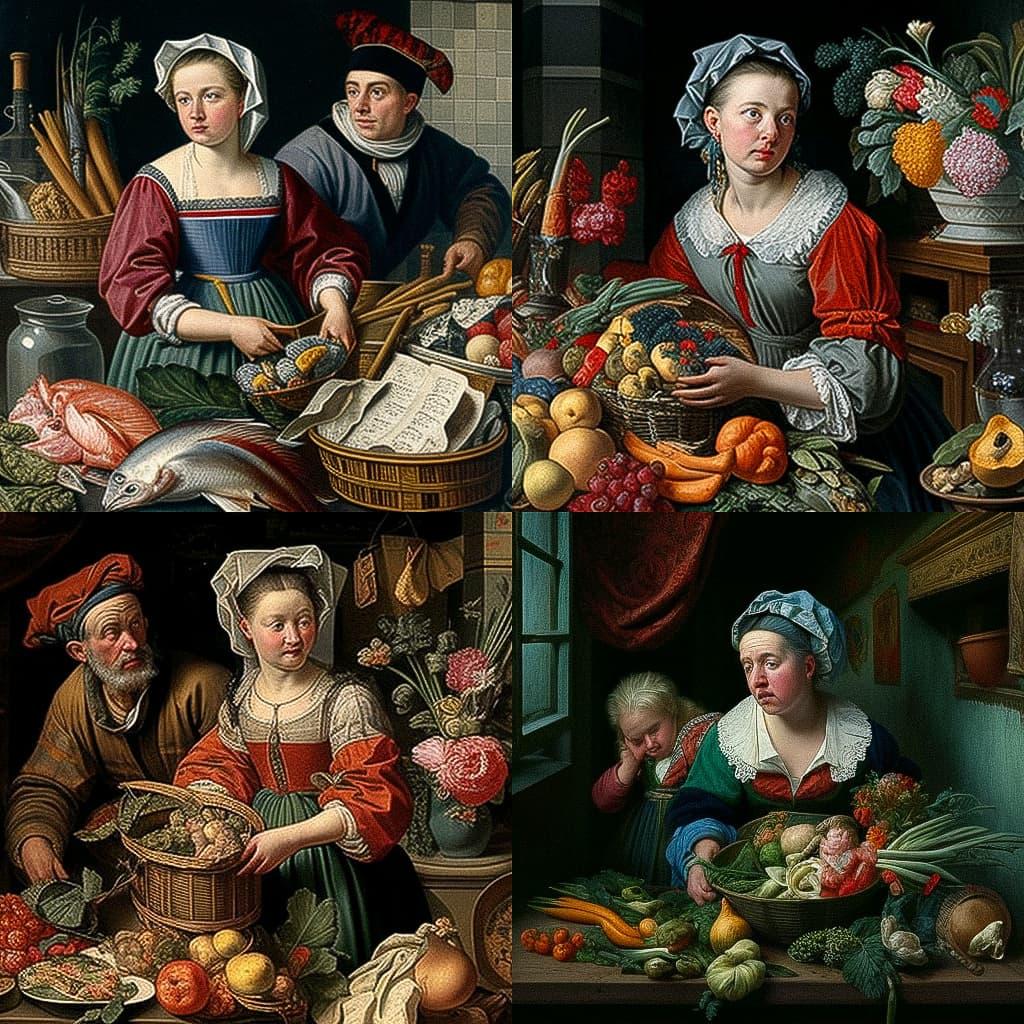 Joachim Beuckelaer style, Midjourney V4, render 1 of 4