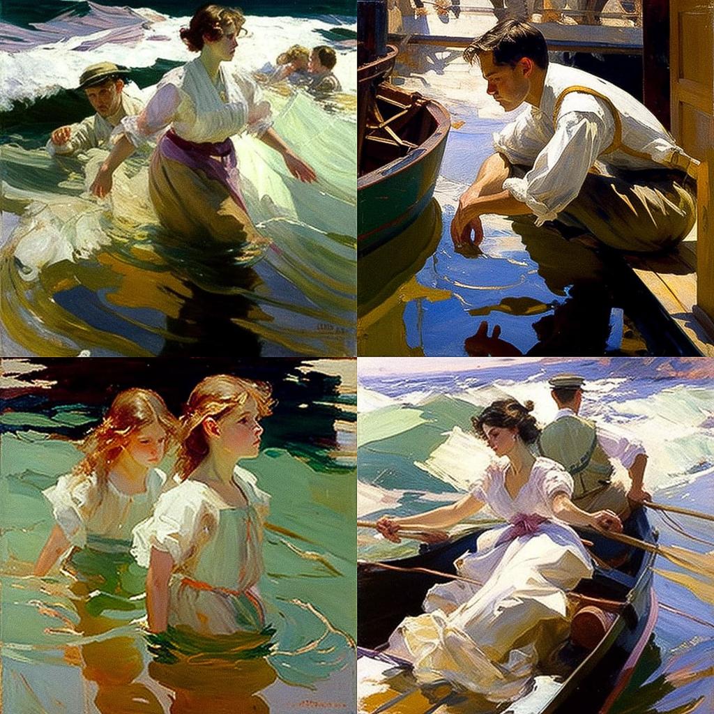 Joaquin Sorolla style, Midjourney V4, render 1 of 4