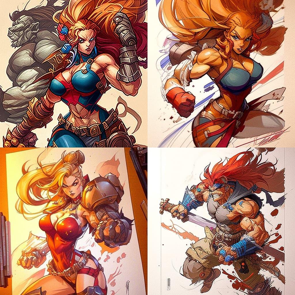 Joe Madureira style, Midjourney V4, render 1 of 4