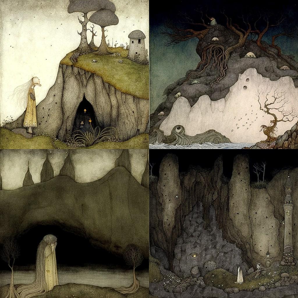 John Bauer style, Midjourney V4, render 1 of 4