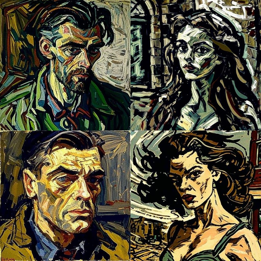 John Bratby style, Midjourney V4, render 1 of 4