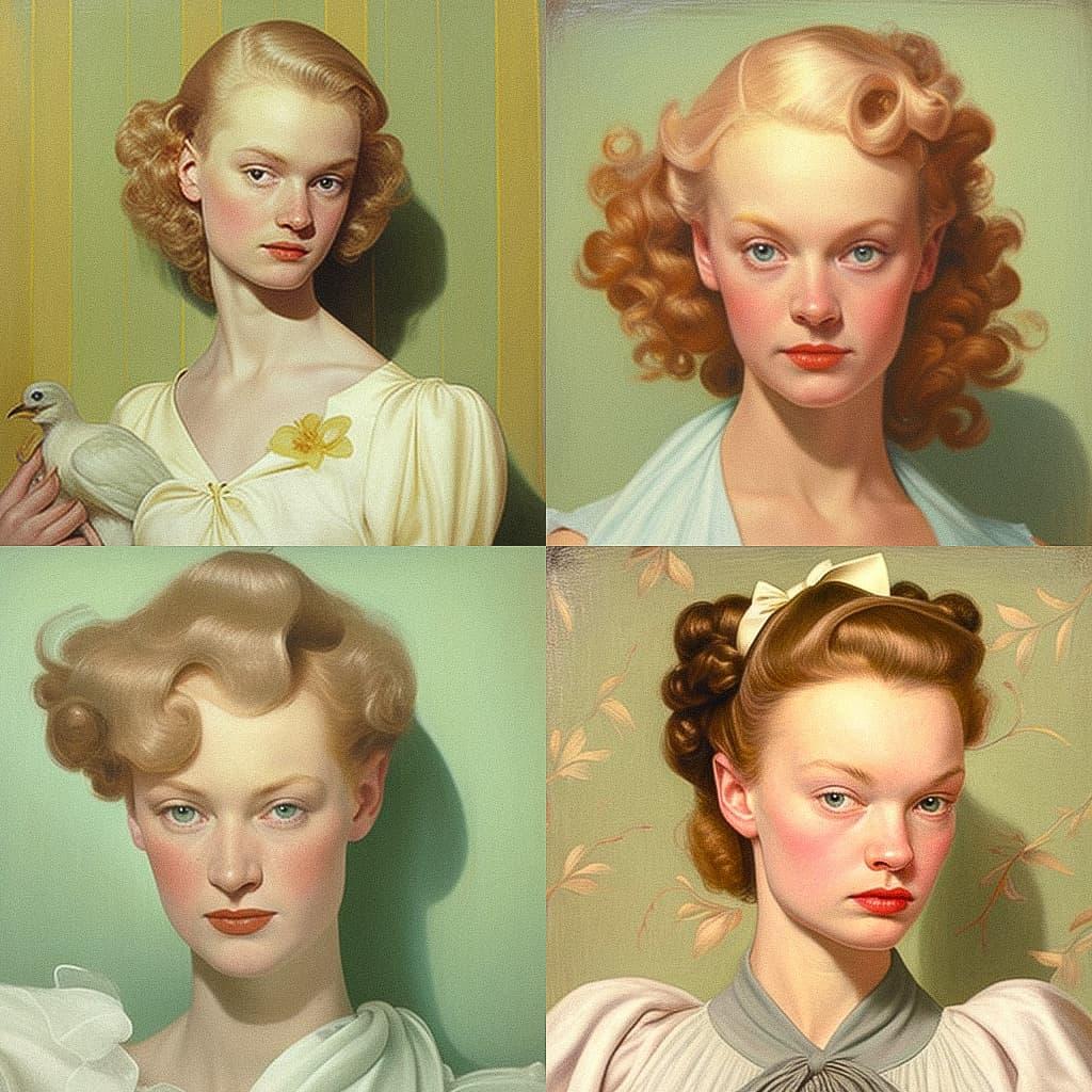 John Currin style, Midjourney V4, render 1 of 4