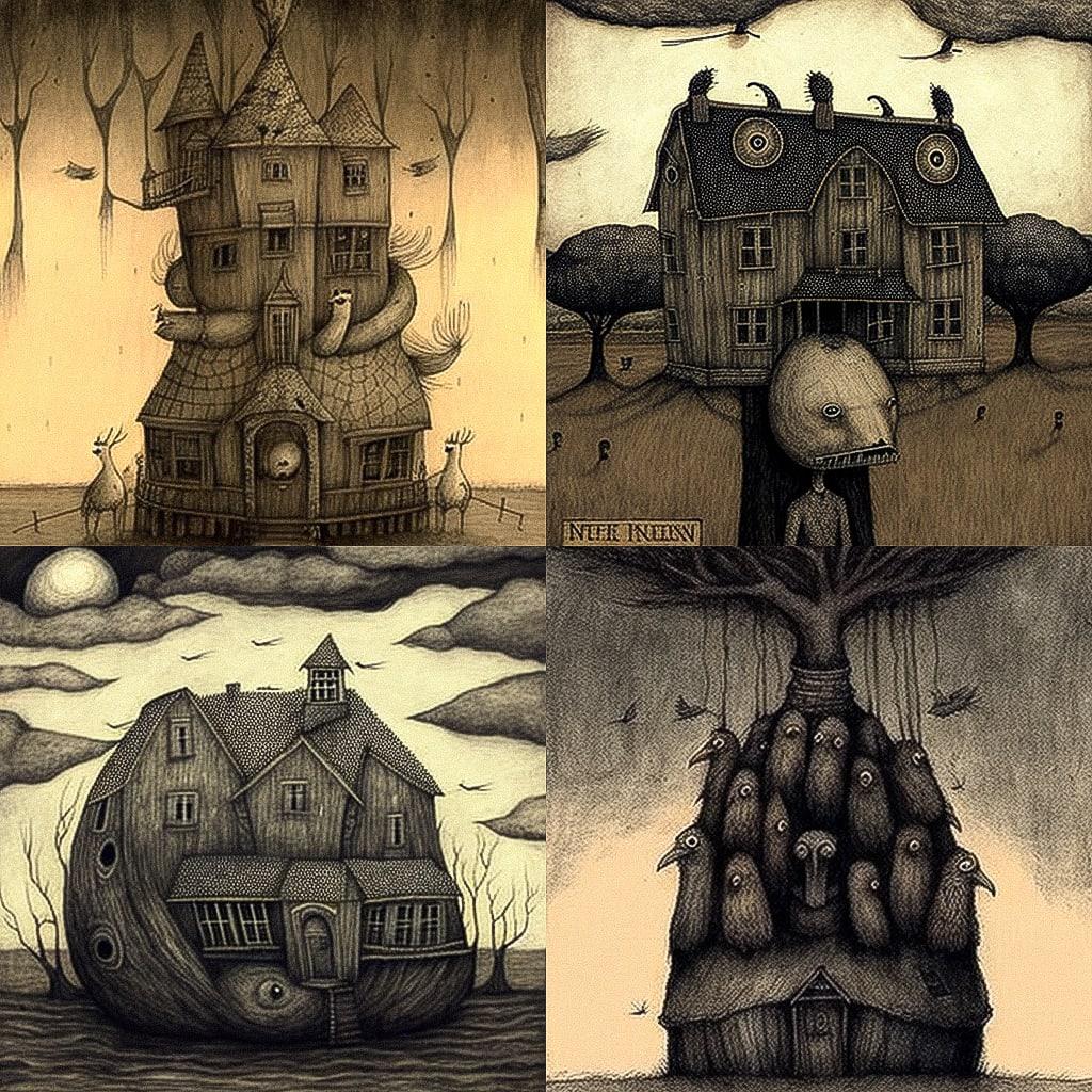 John Kenn Mortensen style, Midjourney V4, render 1 of 4