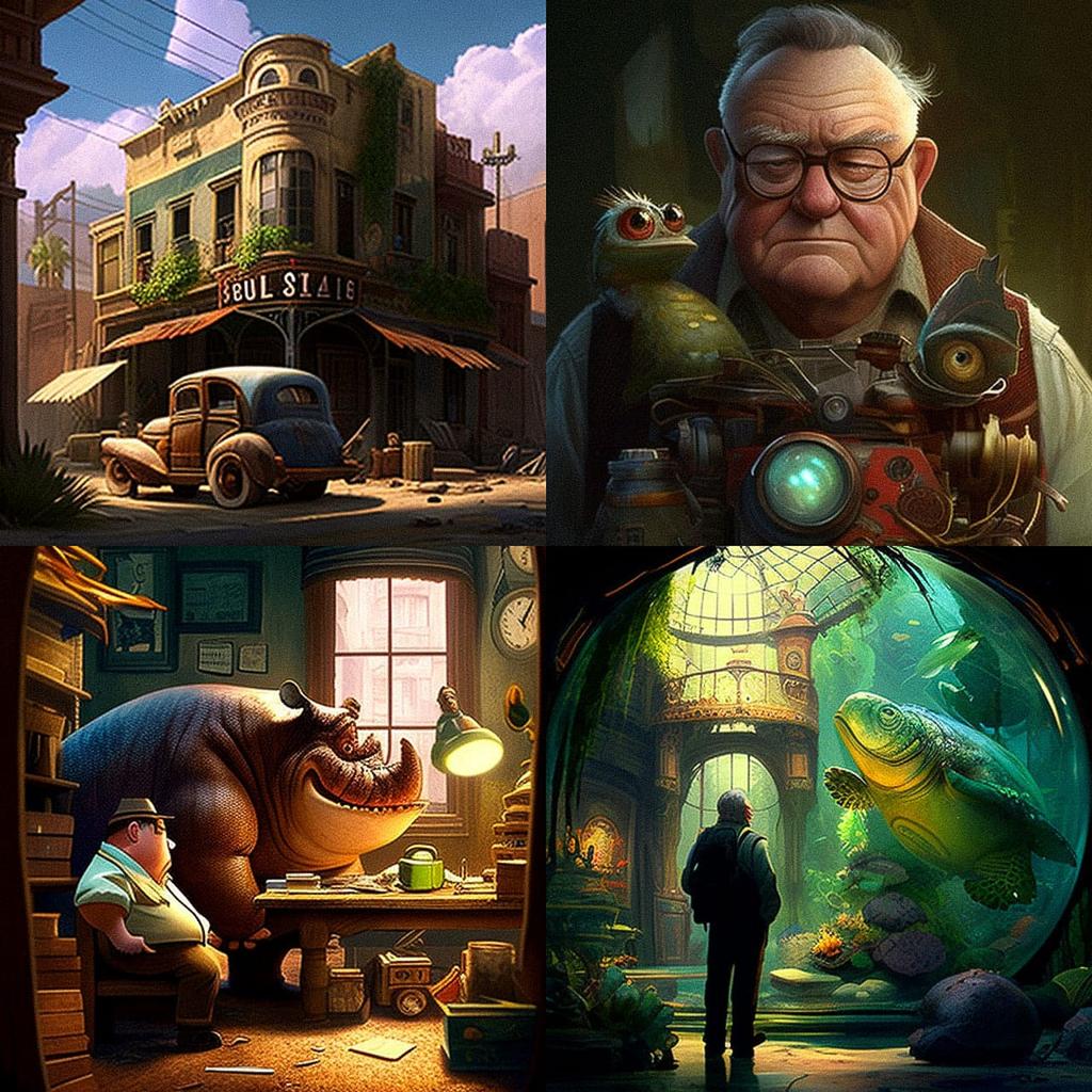 John Lasseter style, Midjourney V4, render 1 of 4