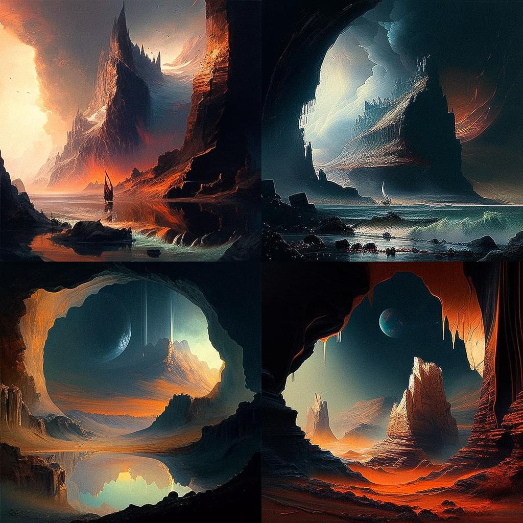 John Martin style, Midjourney V4, render 1 of 4